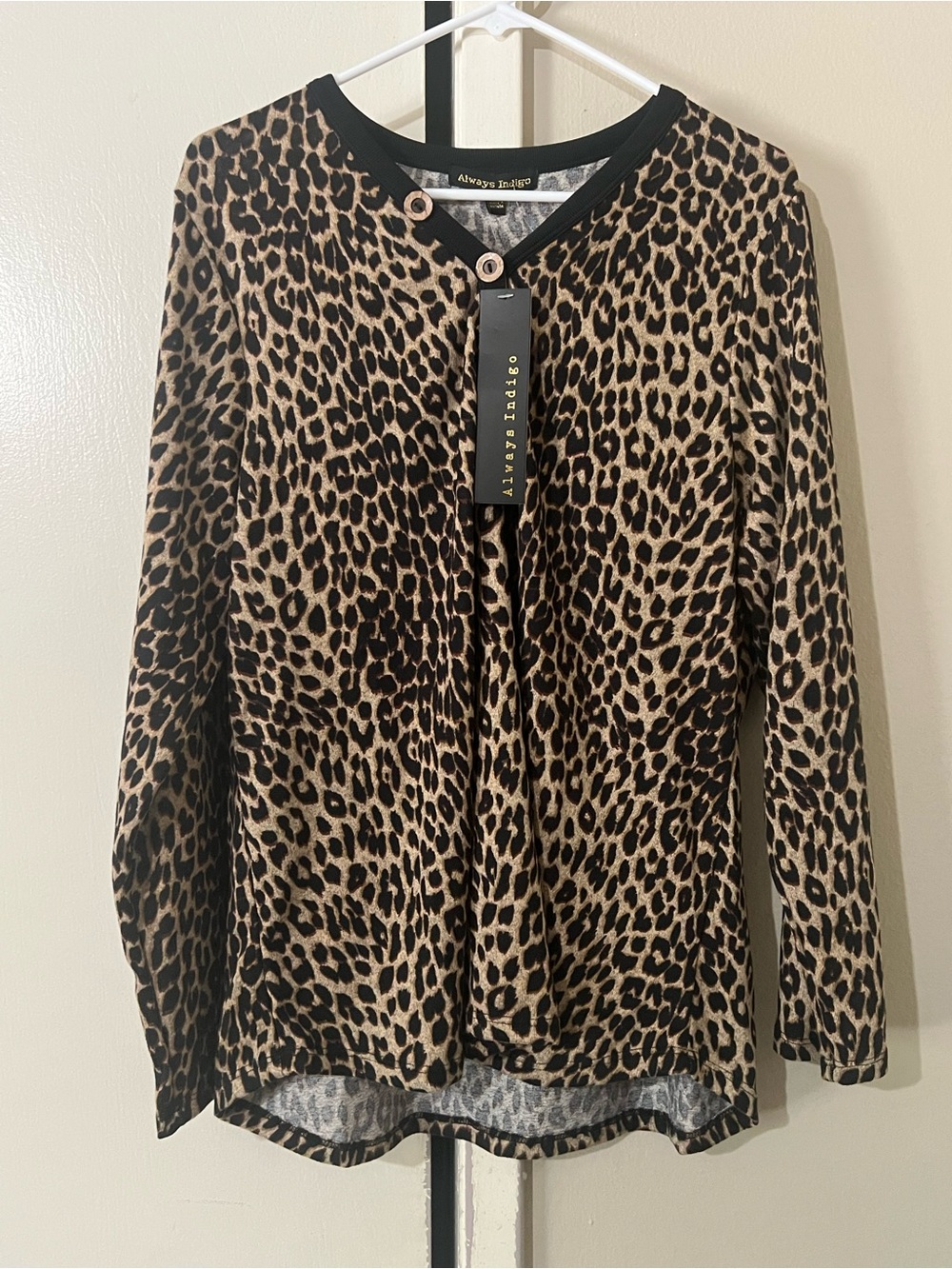 Leopard Print Long-Sleeve Top - Brown/Black